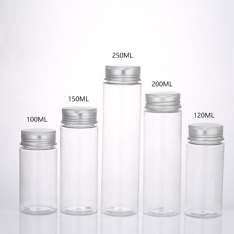 Clear Glass Bottles With Airtight Aluminium Screw Cap 100ml, 150ml, 200ml,  250ml, 500ml Refillable Bottles for Kitchen and Bathroom 