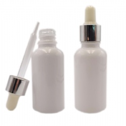 cosmetics-bottle milk white glass dropper bottle