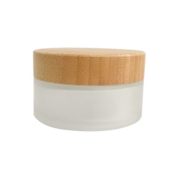 cosmetics-bottle frosted glass jar personal care products container with wooden cap