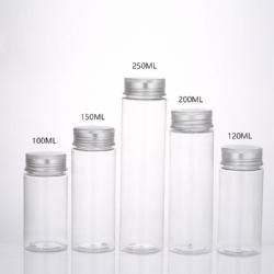 Cosmetics-Bottle 100ml 120ml 150ml 200ml 250ml  PET open mouth bottle with aluminum screw cap