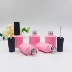cosmetics-bottle 10ML oval shape Nail polish pink glass bottle with brush cap