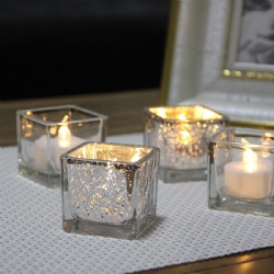 5*5*5cm electroplated square glass candle bottle cup