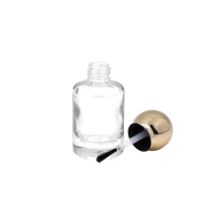 11ML nail polish  round glass bottle with electroplated top cap and brush
