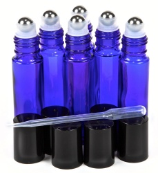 10 ml UV Protection blue Glass Roll-on Bottles with Stainless Steel Roller Balls
